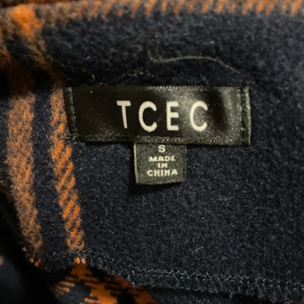 TCEC Vest Size S Navy Orange Plaid Tartan Freestyle Boho Hippie Western Layering - Picture 4 of 6